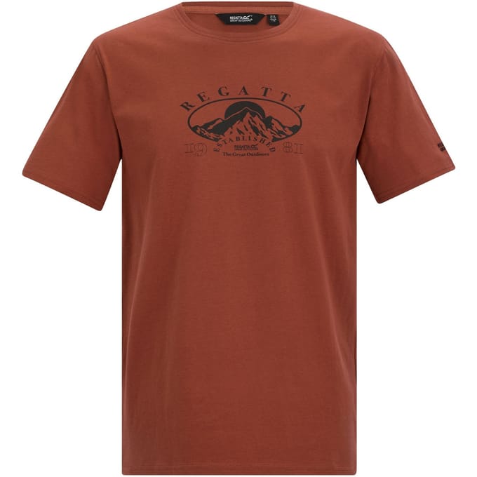 Regatta Heren Cline IX Mountain T-Shirt (Baksteen Rood)