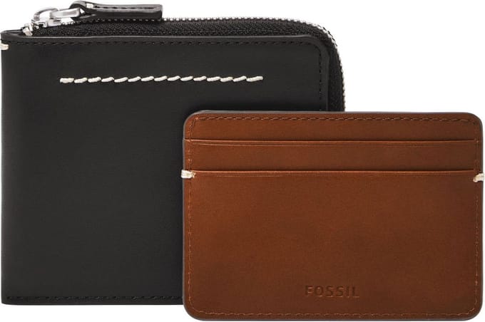 FOSSIL Kaarthoes Kaarthouder Westover Large Zip Bifold Black Zwart