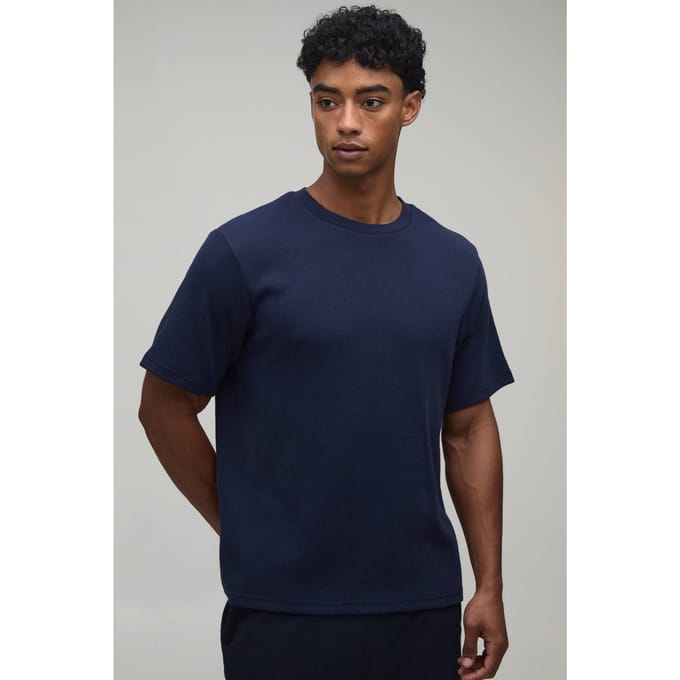 Essentieel Regular Fit Wafel T-shirt | Navy | Size Small