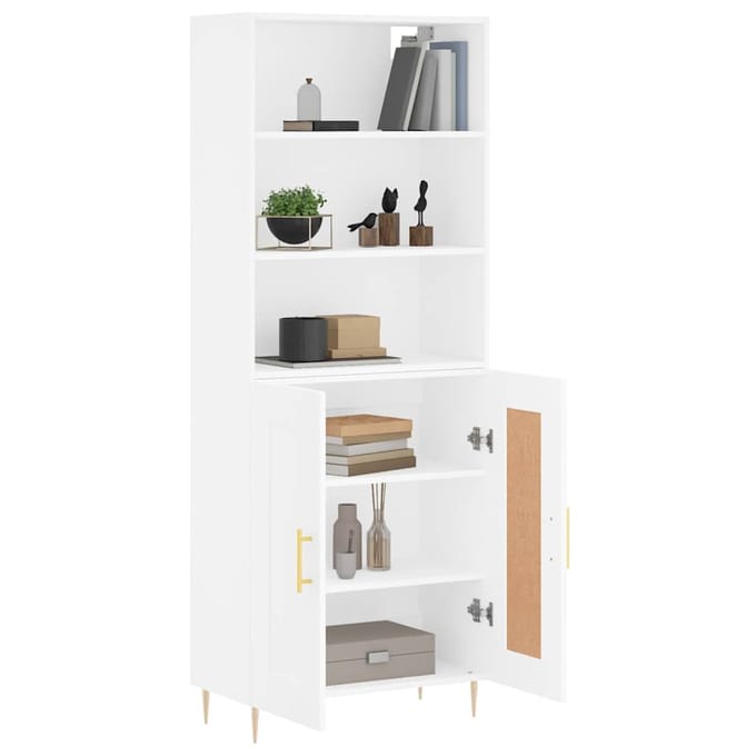 vidaXL - Hoge - kast - 69,5x34x180 - cm - bewerkt - hout - wit