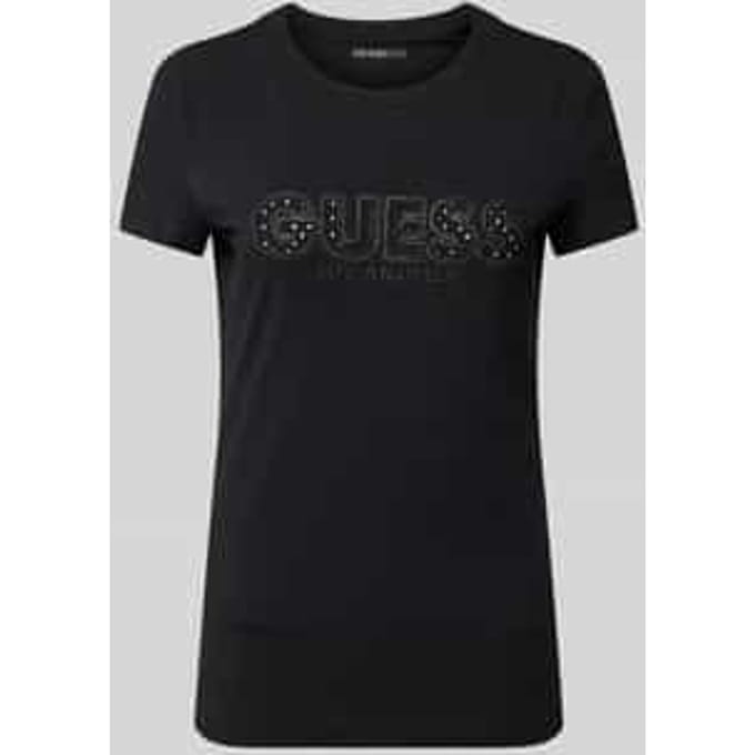 T-shirt met labelstitching en siersteentjes