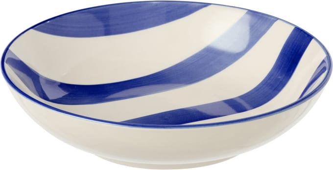 J-Line bord Diep Gestreept - keramiek - blauw/wit - 6 stuks