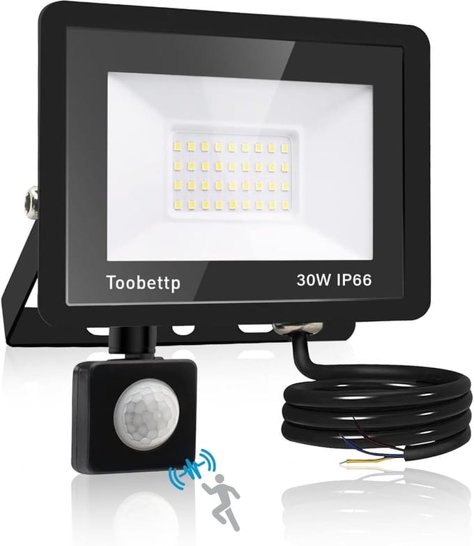 Krachtige LED Schijnwerper 30W met Bewegingsmelder - Koudwit 6500K - 3000 Lumen - IP66 Waterdicht