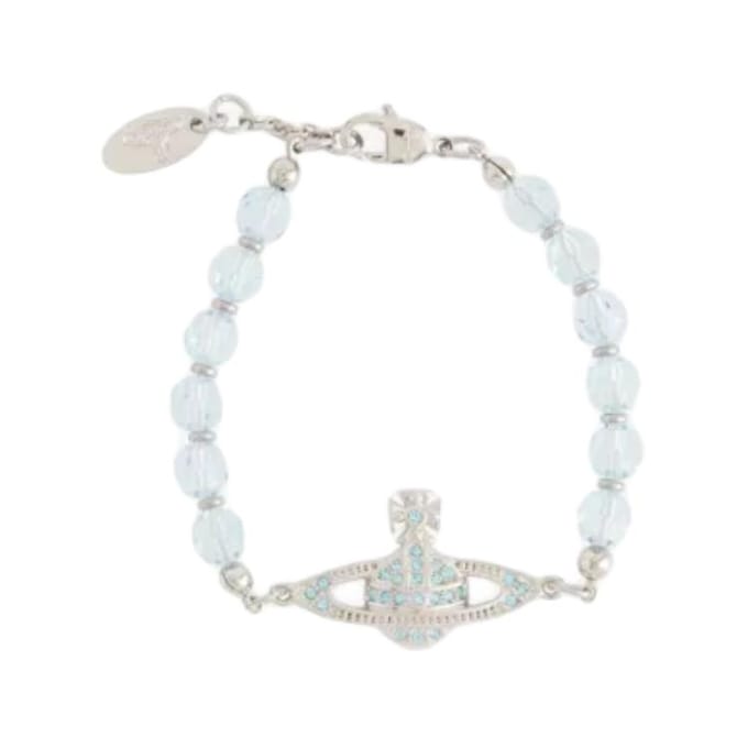 Bracelet Perles Messaline Saturne Vivienne Westwood Bracelets Unisexe Argent Transparent-Bleu R04539238 Basic Packaging-Dust Bag+Box white
