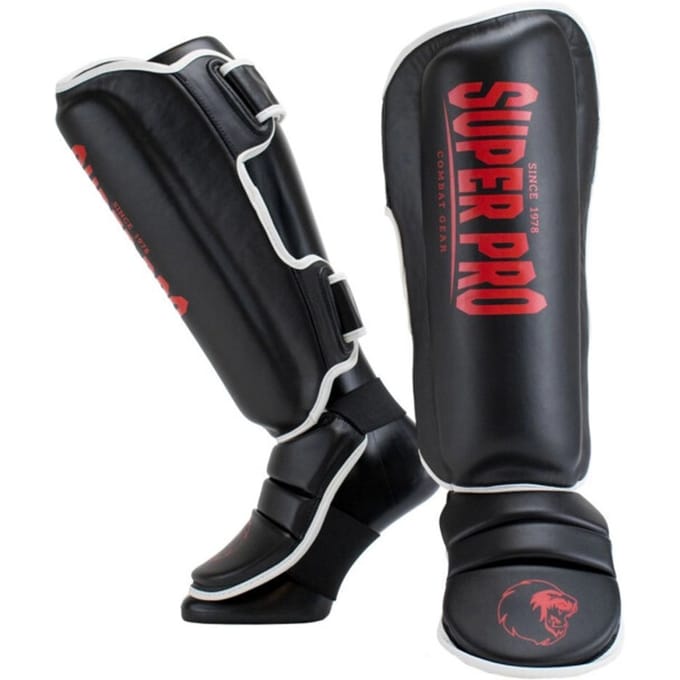 Super Pro Combat Gear Scheenbeschermer Protector SE Zwart/Rood/Wit Extra Large