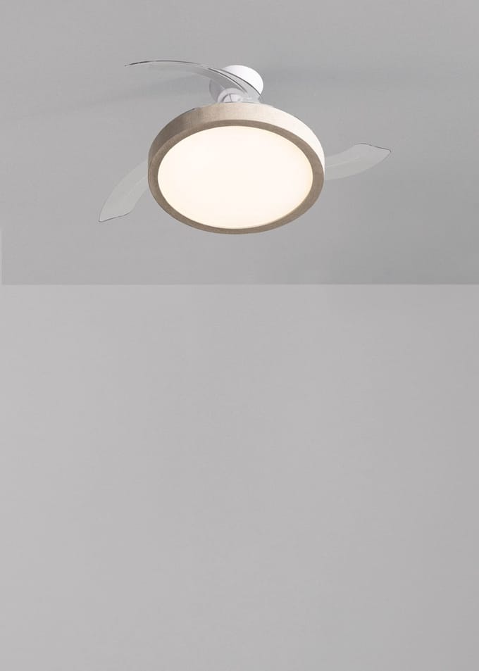 CREATE - Plafondventilator 40W stil met intrekbare bladen en LED-licht, verschillende maten - M - Met licht - Afstandsbediening - WIND CLEAR STUDIO