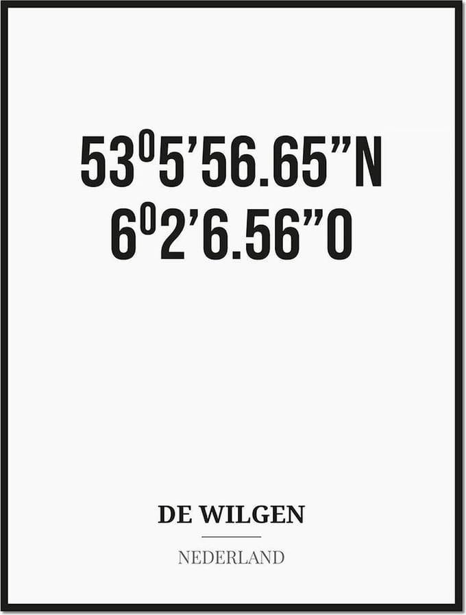 Poster/kaart DE WILGEN met coördinaten
