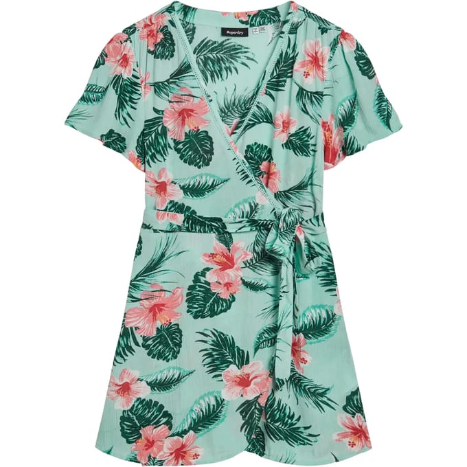 Superdry - Mini-wikkeljurk met print - Dames - Jurken