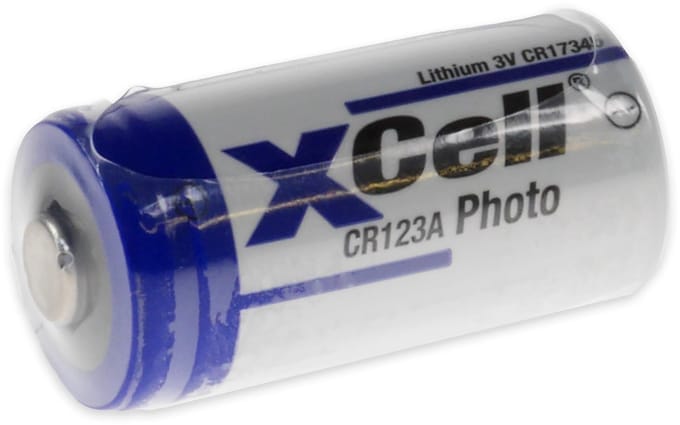 XCell fotobatterij CR123A lithiumbatterij 3 volt max. 1550 mAh, 34,5 x 17 mm 19 gram bulk
