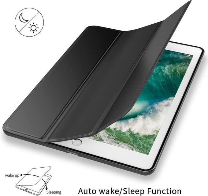 LuxeBass Apple iPad Air 1 9.7 (2013) Hoes Zwart - Tri Fold Tablet Case - Smart Cover