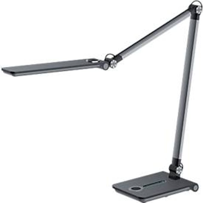 Hansa LED tafellamp Wave, 3000 - 5800 K, 8,5 W, traploos dimbaar, memoryfunctie, grijs metallic