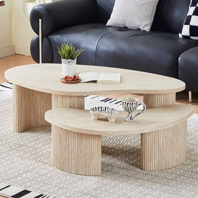 Milton & Oldbrook Salontafel Set Versailles Travertinlook