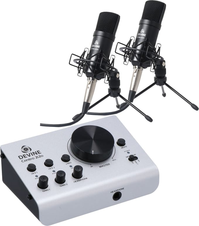 Audio interface bundel - incl. 2x M-Mic XLR en kabel - Devine Centro 2i2o - Multikleur