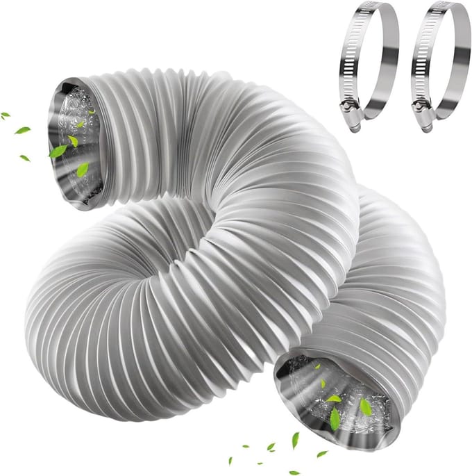 Afvoerslang Flexibel - Ventilatieslang Aluminium - Apparaten Ventileren - Dubbelwandige Constructie - 6 Meter 100mm - Zilver