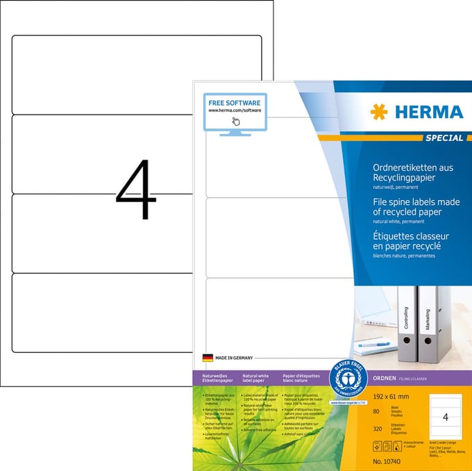 HERMA 10740 printeretiket Wit Zelfklevend printerlabel