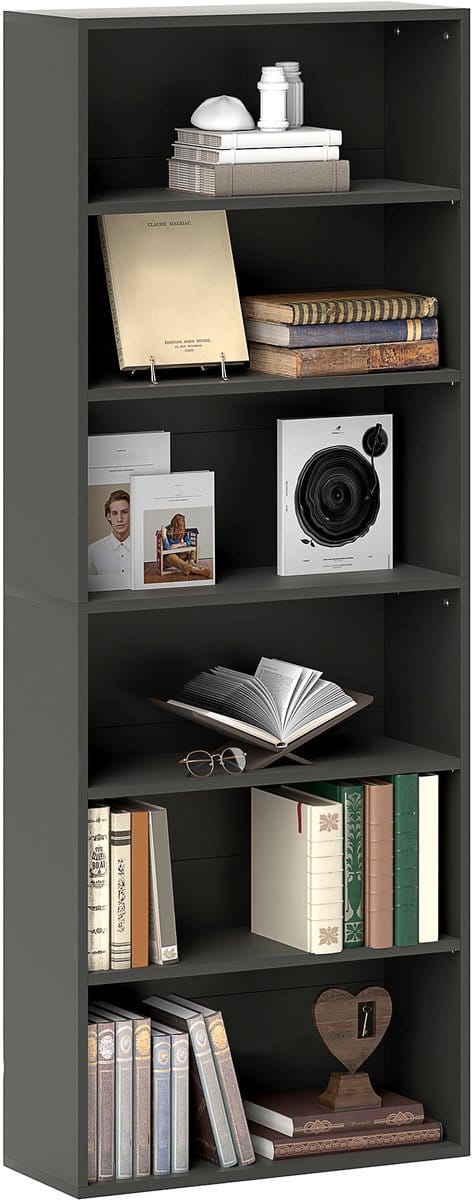 HOMCOM Boekenplank - Spaanplaat - 60x24x158,5cm - Zwart
