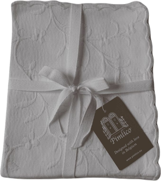 Placemat / Onderlegger | Flora - Gebroken Wit - Luxe Jacquard Katoen - Set van 4 - Scallop Rand - 40x50 cm