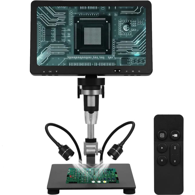 DM12 Digitale Soldeermicroscoop 1500X 10,1 Inch IPS Scherm FotoVideo Microscoop Muntmicroscoop zwart