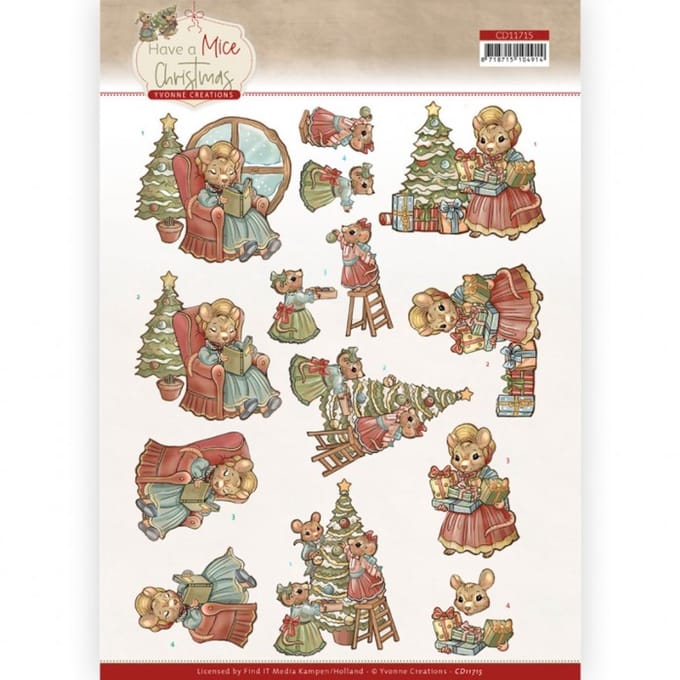 3D Cutting Sheet - Yvonne Creations - Have a Mice Christmas - Decorating 1 stuks
