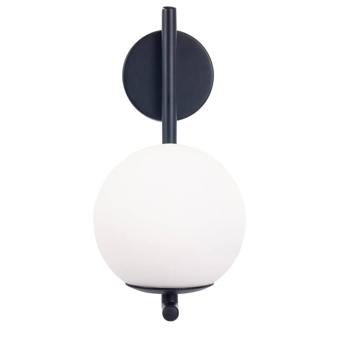 Forlight wandlamp Sfera Single, zwart, glas, breedte 12 cm