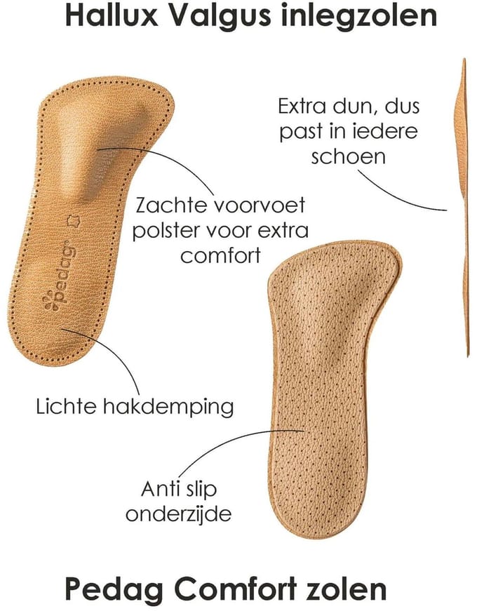 Hallux Valgus oplossing - Voetpolster + Inlegzolen set - Leer - Maat 41 - M