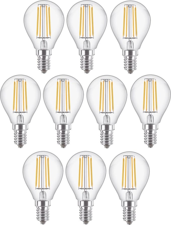 10 stuks | Philips LED kogellamp 4.3W 470lm 2700K helder Niet-Dimbaar P45 | E14 | Extra Warm Wit | 4.3 watt | 15.000 Branduren