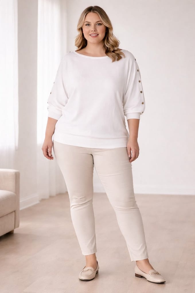 YEST CURVE Valentina Essential Tops - Off White - maat 3(52)