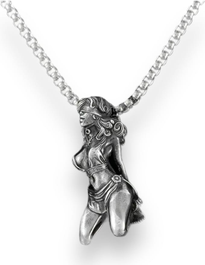 Sirene van Zilver - Mystieke Vrouw Figuur Ketting