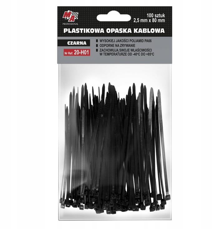MA PROFESSIONAL kabelbinders Zwart 2,5 mm x 80 mm - 100 stuks