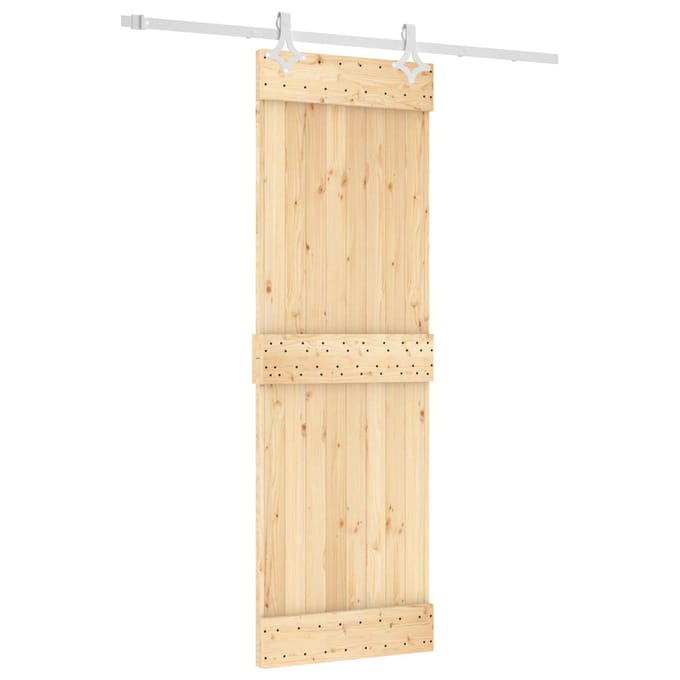 vidaXL - Schuifdeur - Natuurlijk - en - Wit - 70 - x - 210 - cm - Massief - Pine - Hout