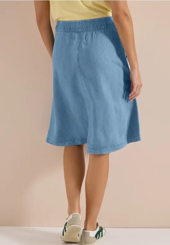 Midi-rok met denimlook zakken