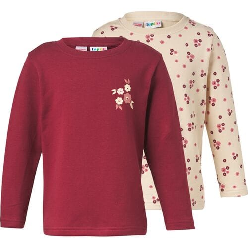 LUPILU Set van 2 kinder thermoshirts (Beige/rood, 122/128)