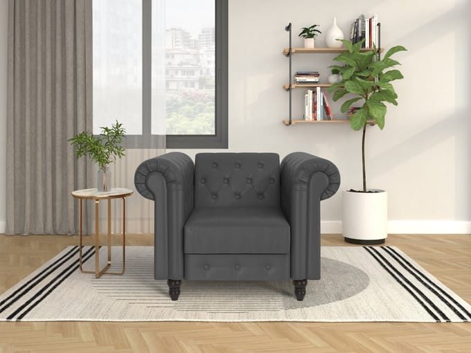 Felix-Loungestoel met relaxfunctie in PU Grijs