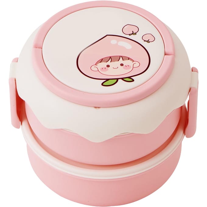 Stapelbare lunchbox Leuke cartoon fruitstijl Dubbele lagen handvatontwerp Student Bento Box voor white