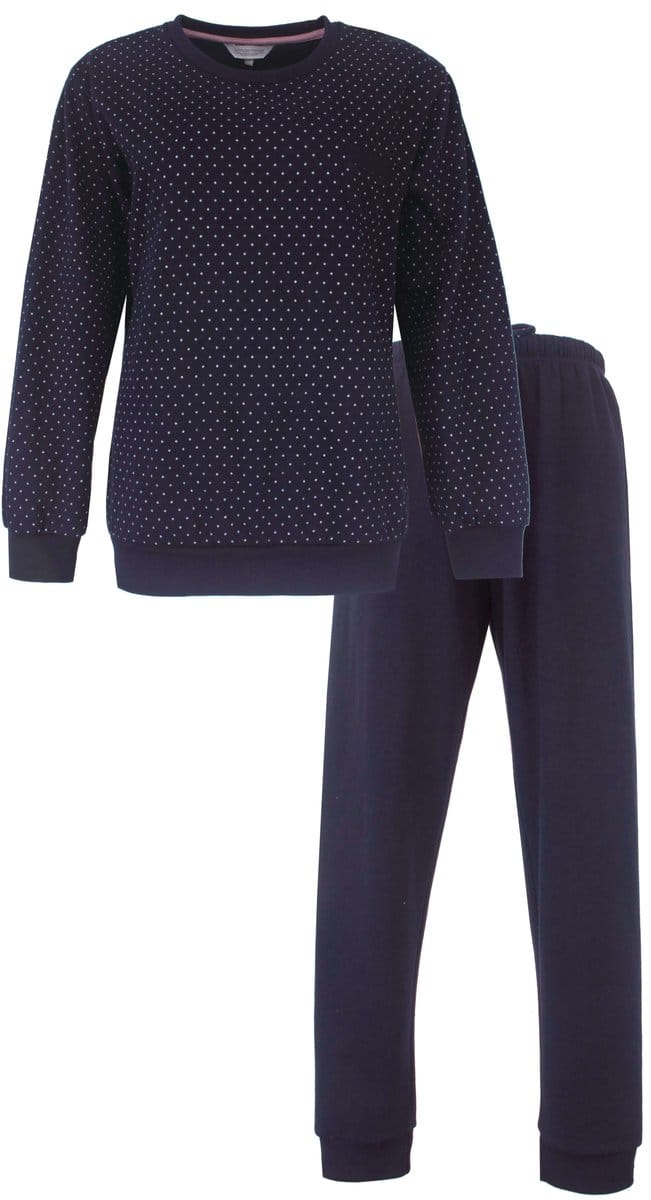 Tenderness Dames Pyjama - Fleece - Lange Mouwen - Donker Blauw - Maat 3XL