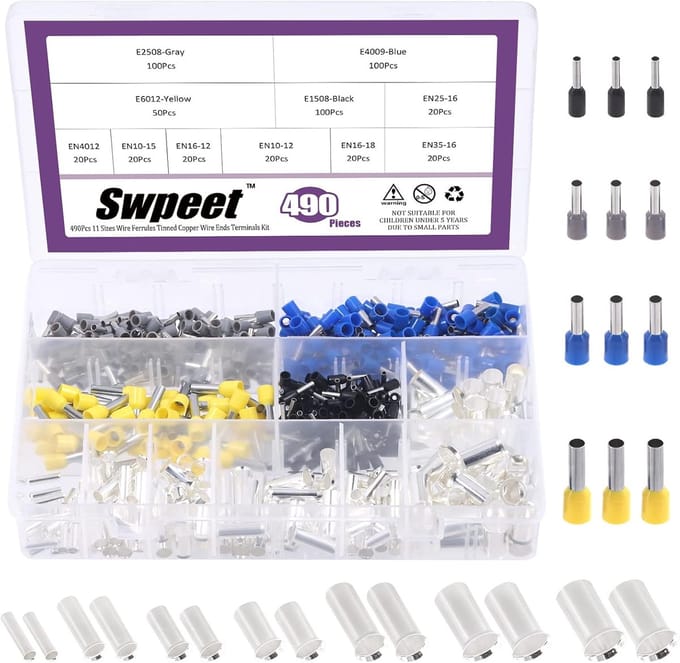 Dailygoods - 490 Stuks Wire Ferrules Assortiment Kit - Koper Crimp Connectoren