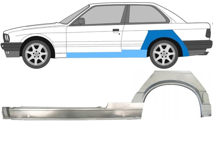 Volledige dorpel + reparatiepaneel achter spatbord voor BMW 3 E30 1987-1994