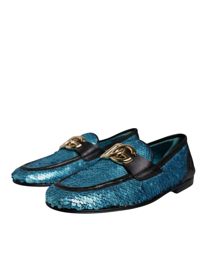 Dolce & Gabbana Blauwe Pailletten Instappers Feestelijke Schoenen