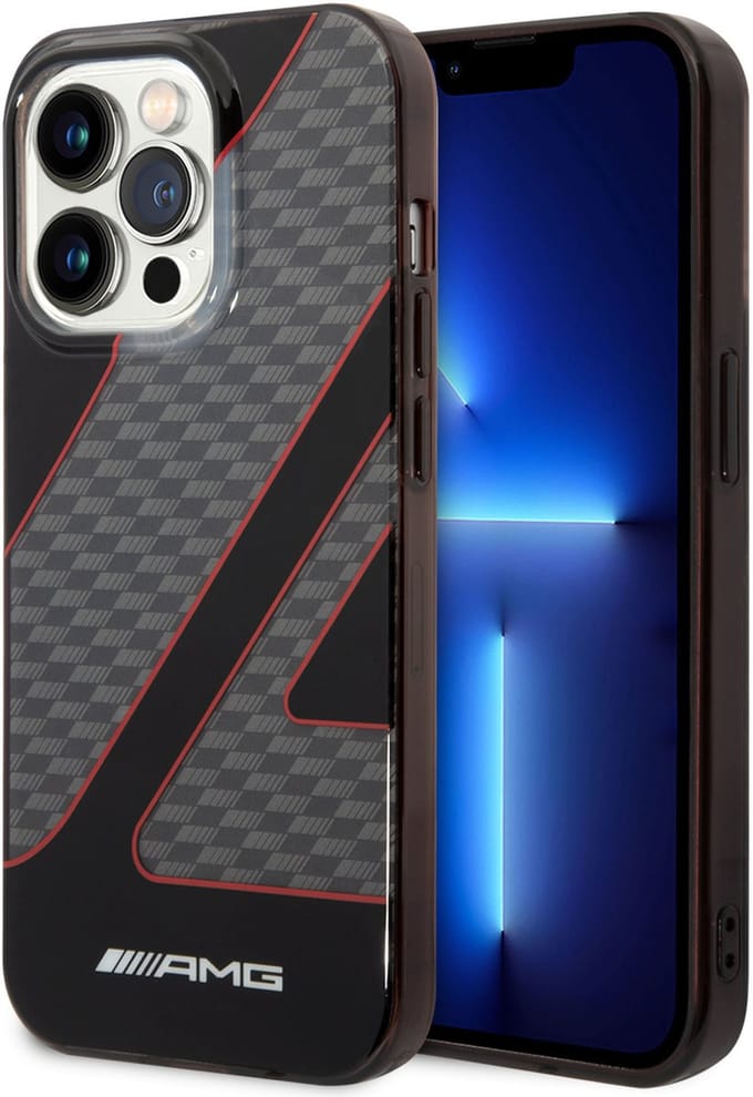 AMG Back Cover - iPhone 14 Pro Hoesje - Rood - Slank Design met Carbonlook