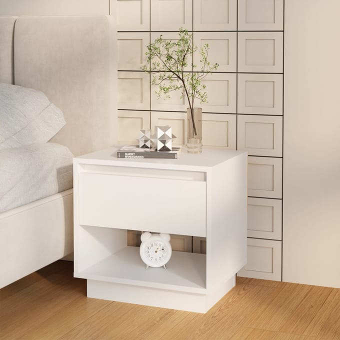 vidaXL - Nachtkastje - 45x34x44 - cm - bewerkt - hout - wit
