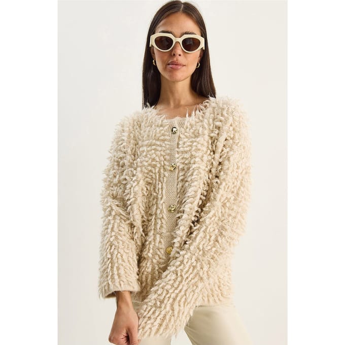 Gestructureerde Knopen Cardigan