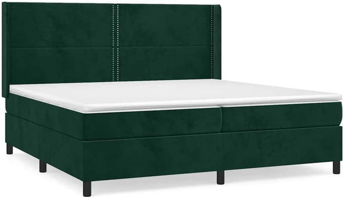 vidaXL - Boxspring - met - matras - fluweel - donkergroen - 200x200 - cm