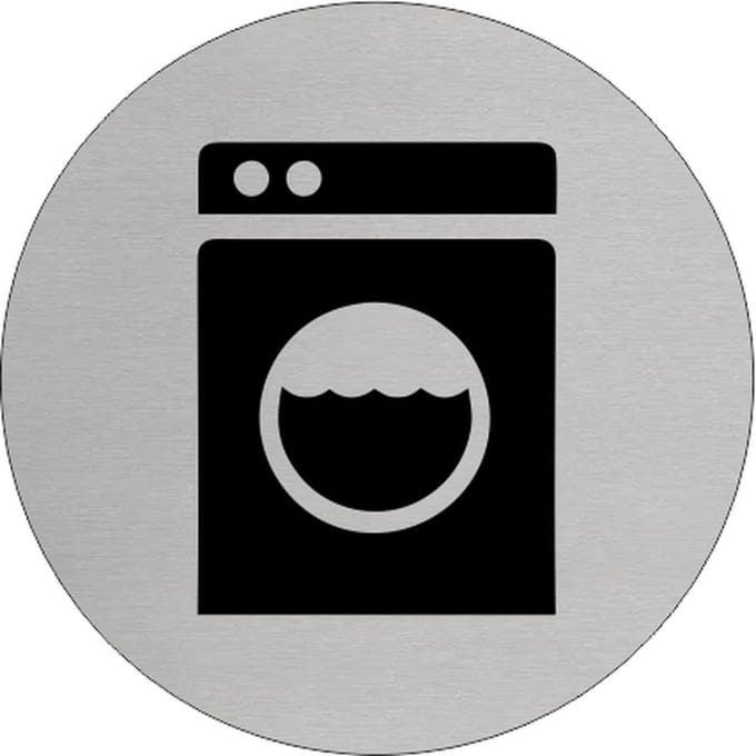 CombiCraft Aluminium deurbordje 'Wasmachine' Ø75 mm met 3M-tape