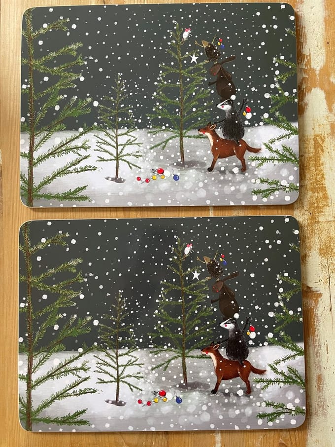 Alex Clark Placemats(MEDIUM FORMAAT) Decorating the Tree ~ Kerstboom versieren Kerst/winter