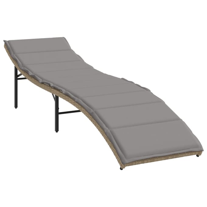 vidaXL - Ligstoelen - 2 - st - met - kussens - poly - rattan - beige