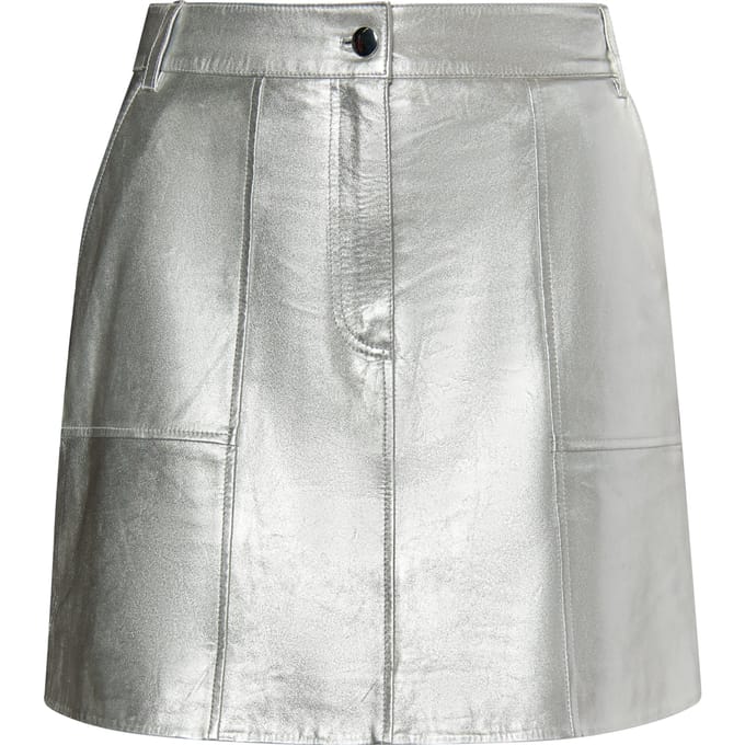 Faina Leren rok Dames zilver