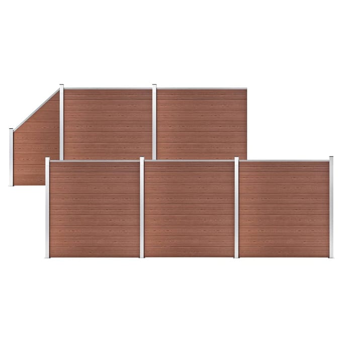 vidaXL - Schuttingset - 5 - vierkant - en - 1 - schuin - 965x186 - cm - HKC - bruin