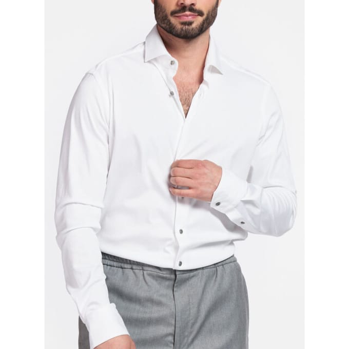 Giordano Overhemd Maggiore Jersey Liquid Cotton Optical White / male