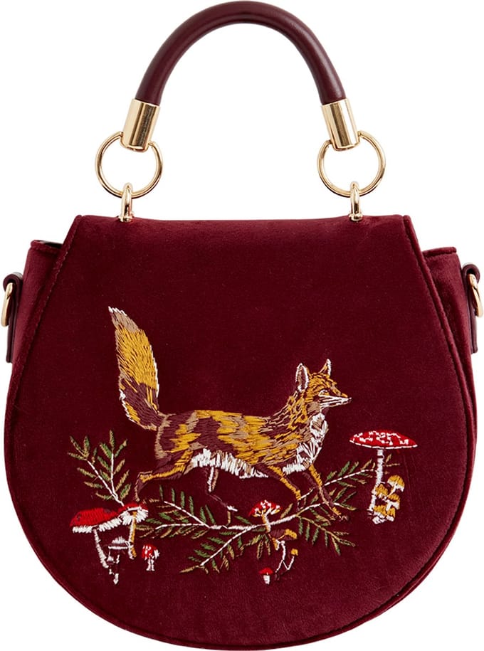 Fable England - Handtas - Tas - Rood - One size - Fox & Mushroom Embroidered