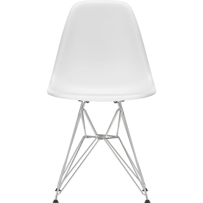 Vitra DSR Eames Plastic Side Chair - katoen wit RE - verchroomd